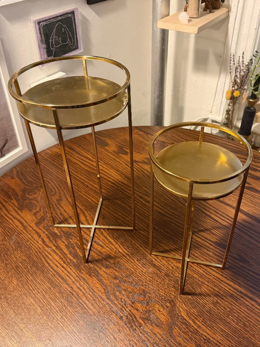 mDesign Metal Mid Century Plant Stand Brass